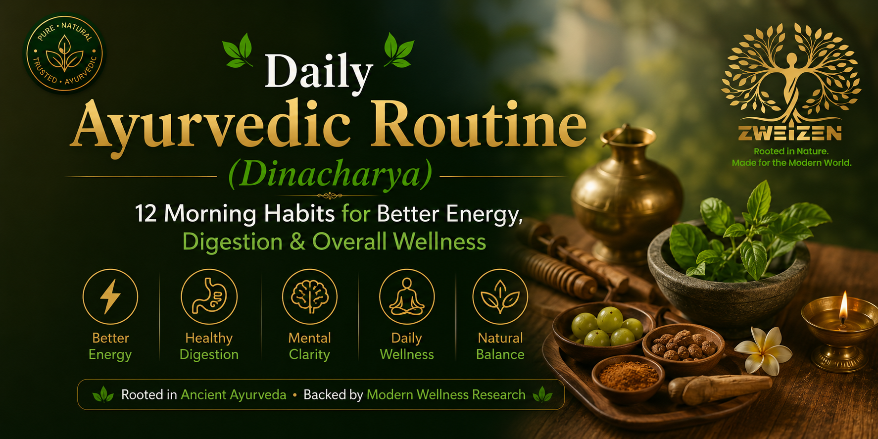 Daily Ayurvedic Routine (Dinacharya): 12 Morning Habits for Better Energy, Digestion & Overall Wellness
